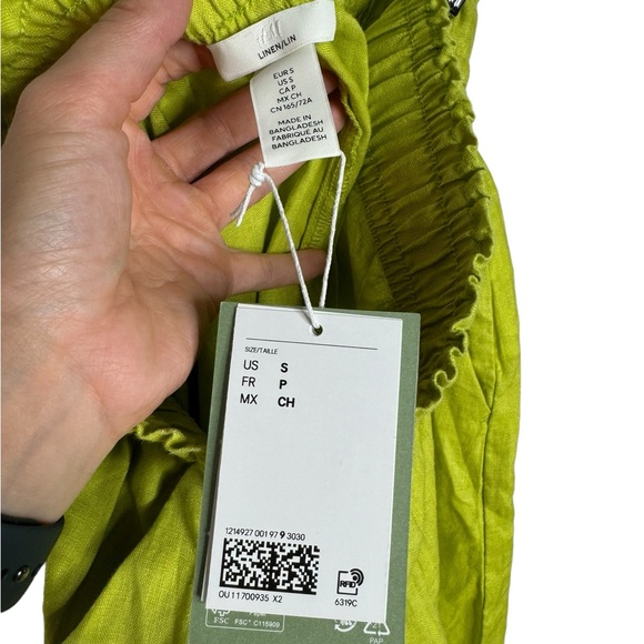 H&M | 100% Linen Set in Lime Green Shorts & Boxy Top Small - Picture 10 of 14